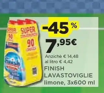 Coop Finish Finish Lavastoviglie Limone, 3x600 Ml offerta