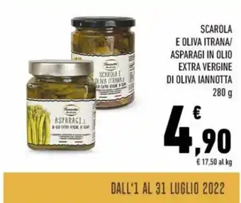 Conad Iannotta Scarola e Oliva Itrana/Asparagi in Olio Extra Vergine Di Oliva 280 g offerta
