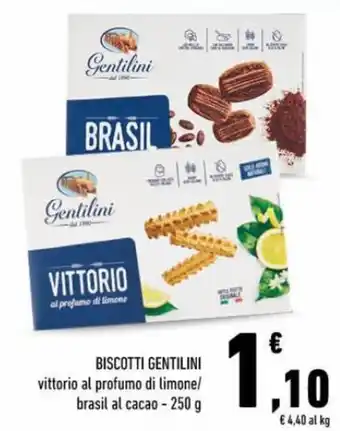 Conad Gentilini Biscotti vittorio al profumo di limone/brasil al cacao 250 g offerta