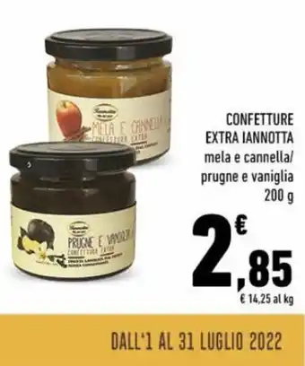 Conad Iannotta Confetture Extra mela e cannella/prugne e vaniglia 200 g offerta