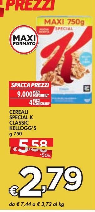 Bennet Cereali special k classic kellogg's offerta