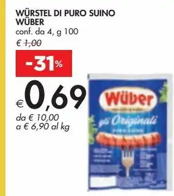 Bennet Wurstel di puro suino wuber offerta