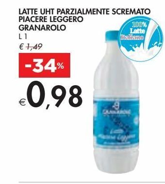 Bennet Latte uht parzialmente scremato piacere leggero granarolo offerta