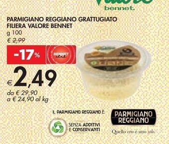 Bennet Parmigiano reggiano grattugiato filiera valore bennet offerta
