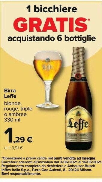 Carrefour Leffe Blonde 330 G(ml) offerta
