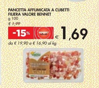 Bennet Pancetta affumicata a cubetti filiera valore bennet offerta