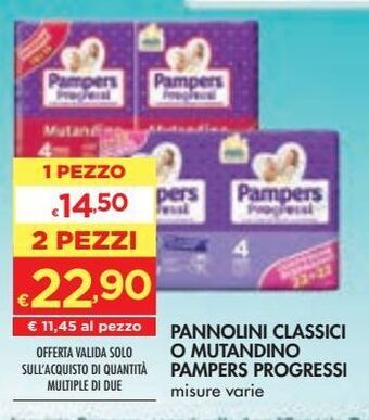 Bennet Pannolini classici o mutandino pampers progressi offerta