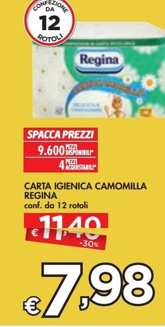 Bennet Carta igienica camomilla regina offerta