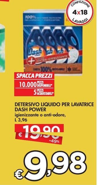 Bennet Detersivo liquido per lavatrice dash power offerta