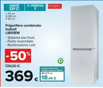 Carrefour Indesit LI8S1EW Frigorifero Con Congelatore Libera Installazione 339 L F Bianco offerta