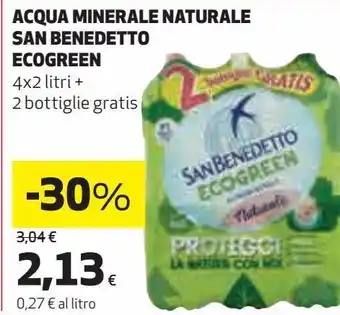 Ipercoop Acqua minerale naturale san benedetto ecogreen + 2 bottiglie gratis offerta