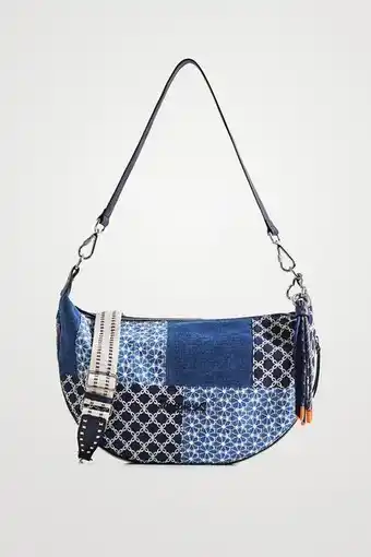 Saldi borsa a tracolla banana denim ricami