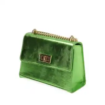Borsa a tracolla verde lamé