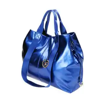 Borsa a mano blu laminato