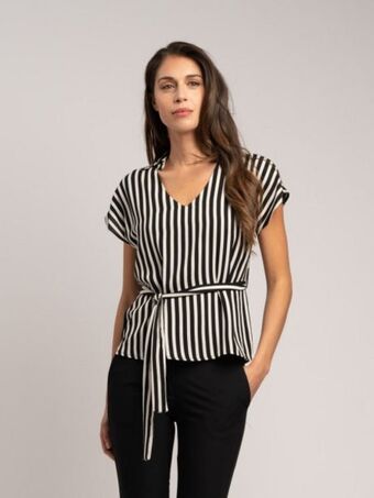 Invidia Camicia donna rigata mezza manica realizzata in georgette offerta