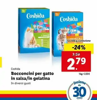 Lidl Bocconcini per gatto in salsa/in gelatina 12 x 100g offerta