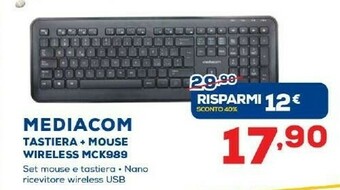 Euronics Mediacom Tastiera+Mouse Wireless MCK989 offerta
