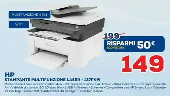Euronics HP Laser 137fnw 1200 X 1200 DPI 21 Ppm A4 Wi-Fi offerta