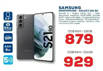 Euronics Samsung Galaxy S21 5G 128 GB Display 6.2" Dynamic AMOLED 2X Phantom Pink offerta