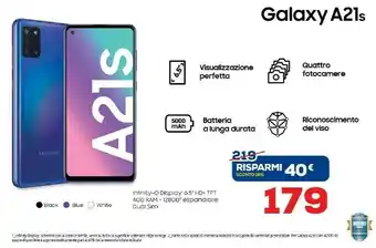 Euronics Samsung Galaxy A21s SM-A217F 16,5 Cm (6.5") 4G USB Tipo-C 4 GB 128 GB 5000 MAh Blu offerta