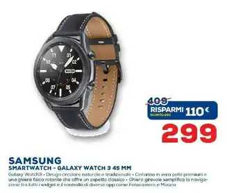 Euronics Samsung Galaxy Watch3 3,56 Cm (1.4") 45 Mm SAMOLED Nero GPS (satellitare) offerta