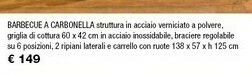 Iper La Grande Barbecue A Carbonella Struttura In Acciaio Verniciato A Polvere, Griglia Di Cottura 60 X 42 Cm In Aciaio Inossidabile, Bracie offerta