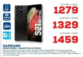 Euronics Samsung Galaxy S21 Ultra 5G 512 GB Display 6.8" Dynamic AMOLED 2X Phantom Black offerta