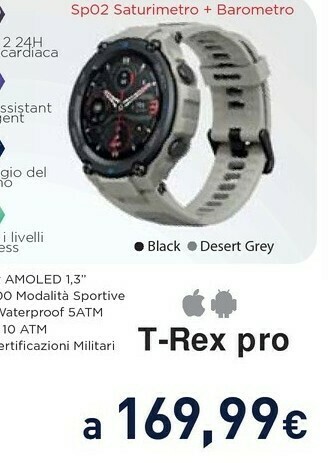Amazfit T-Rex Pro 3,3 Cm (1.3") AMOLED Grigio GPS (satellitare)