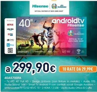 Unieuro Hisense 40a5700fa offerta