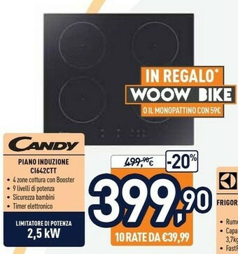 Unieuro Candy CI642CTT Nero Da Incasso 59 Cm A Induzione 4 Fornello(i) offerta