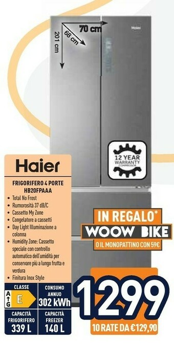 Haier HB20FPAAA Frigorifero Con Congelatore Libera Installazione