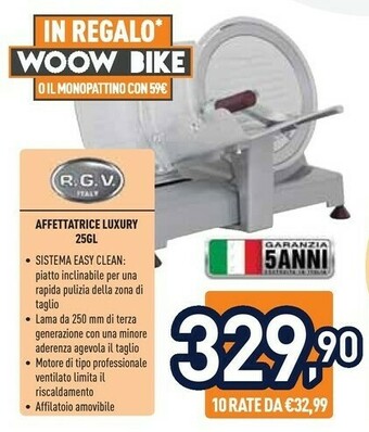 Unieuro RGV Luxury Italia 25 GL Elettrico 140W Alluminio Grigio Affettatrice offerta