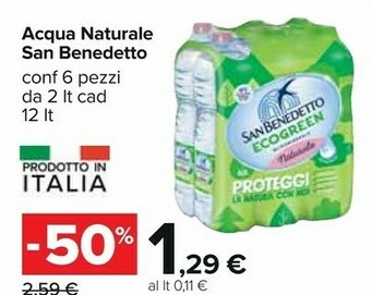 Carrefour San Benedetto Acqua Minerale Naturale 2000 G(ml) offerta