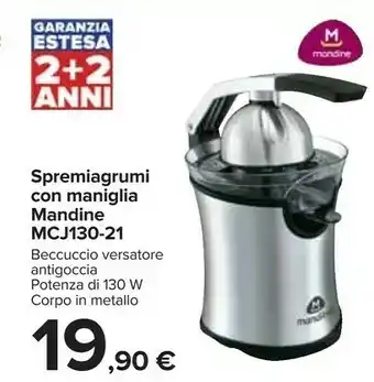 Carrefour Mandine MCJ130-21 Spremiagrumi COn Maniglia Potenza 130 W offerta