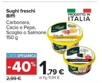 Carrefour Biffi Sughi Freschi offerta