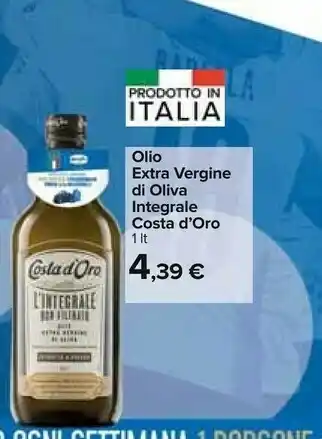 Carrefour Costa d'Oro L'Integrale Olio Extra Vergine Di Oliva 1000 G(ml) offerta
