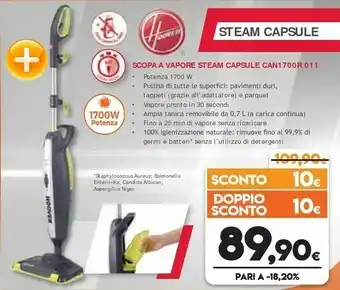 Expert Hoover CAN 1700 R 011 Pulitore A Vapore Verticale 0,7 L Giallo 1700 W offerta