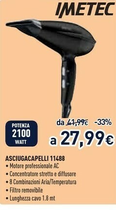Unieuro Imetec Asciugacapelli 11488 offerta
