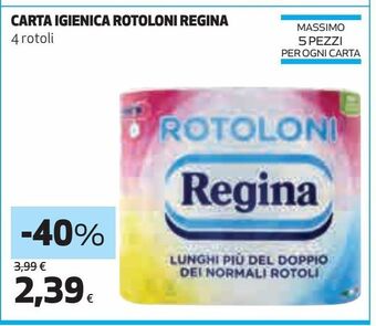 Coop Carta igienica rotoloni regina offerta