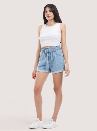 Alcott Shorts in denim con cinturino offerta