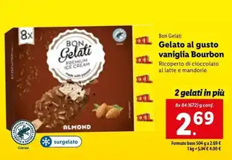 Lidl Bon Gelati Gelato al gusto vaniglia Bourbon 8x 84 g offerta