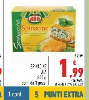 Conad Aia Spinacine Cotoletta Con Pollo E Tacchino E Spinaci In Foglia Spinacine 300 G(ml) offerta
