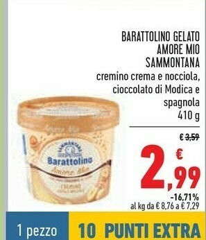 Conad Sammontana Barattolino Gelato Amore Mio Cremino Crema E Nocciola offerta