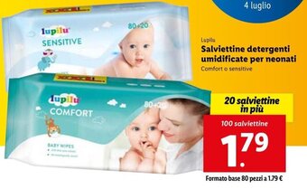 Lidl Lupilu Salviettine detergenti umidificate per neonati 100 salviettine offerta
