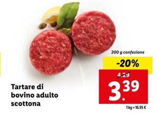 Lidl Tartare di bovino adulto scottona 200 g offerta
