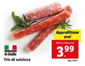 Lidl Tris di salsicce 650 g offerta