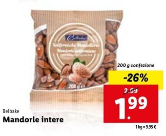 Lidl Belbake Mandorle intere 200 g offerta