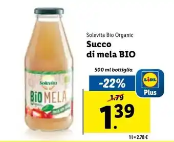 Lidl Solevita Bio Organic Succo di mela BIO 500 ml offerta