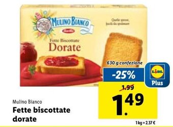 Lidl Mulino Bianco Fette biscottate dorate 630 g offerta