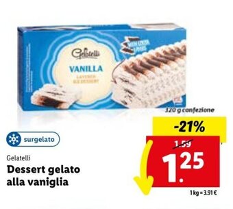 Lidl Gelatelli Dessert gelato alla vaniglia 320 g offerta